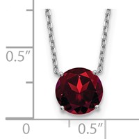 Sterling Silver Rhodium-plated 8.25mm Round Burgundy Red Crystal Necklace with 2 Inch Extension, 16.5" view 3