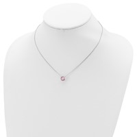 Sterling Silver Rhodium-plated 8.25mm Round Pink Crystal Necklace with 2 Inch Extension, 16.5" view 4