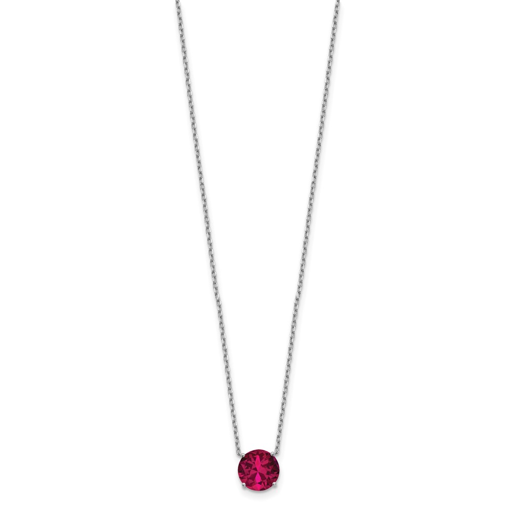 Sterling Silver Rhodium-plated Red Swarovski Crystal 16.5 inch Necklace with 2 inch extension (QG5530-16.5)
