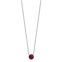 Sterling Silver Rhodium-plated 8.25mm Round Red Crystal Necklace with 2 Inch Extension, 16.5" view 2