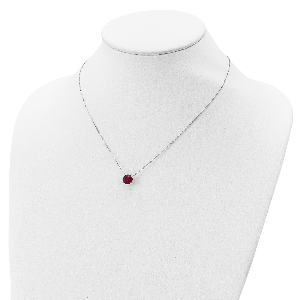 Sterling Silver Rhodium-plated Red Swarovski Crystal 16.5 inch Necklace with 2 inch extension (QG5530-16.5)