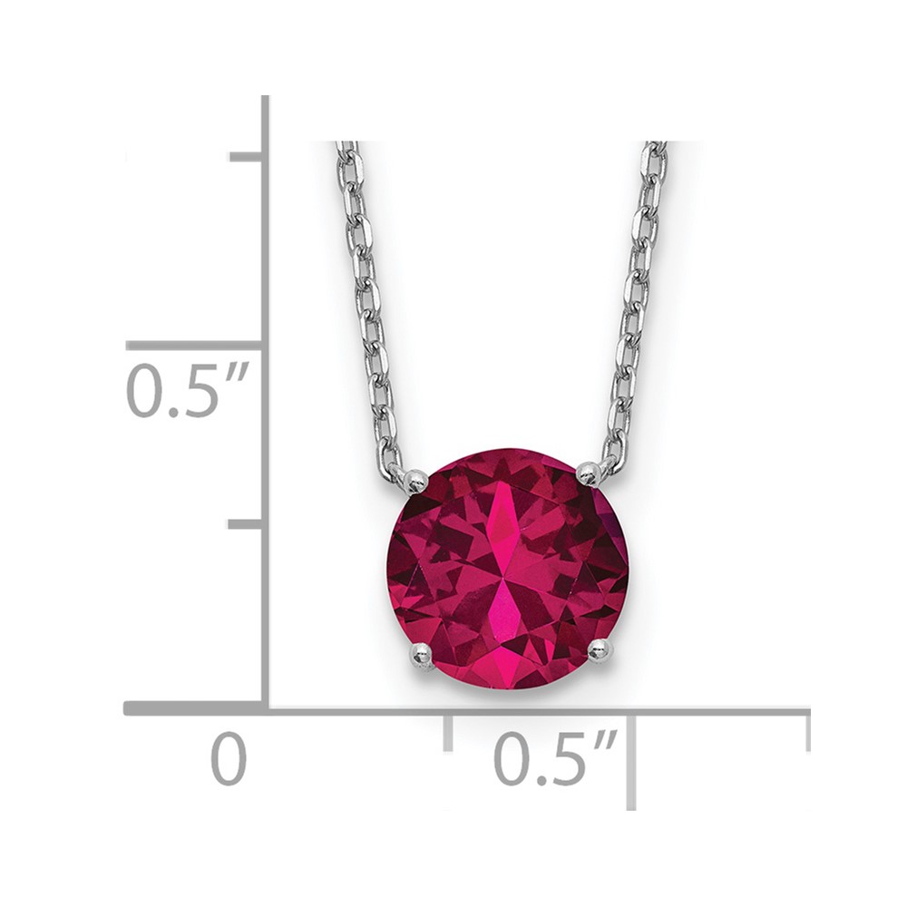 Sterling Silver Rhodium-plated Red Swarovski Crystal 16.5 inch Necklace with 2 inch extension (QG5530-16.5)