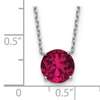 Sterling Silver Rhodium-plated 8.25mm Round Red Crystal Necklace with 2 Inch Extension, 16.5" view 3