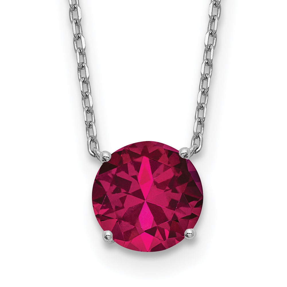 Sterling Silver Rhodium-plated Red Swarovski Crystal 16.5 inch Necklace with 2 inch extension (QG5530-16.5)