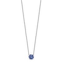 Sterling Silver Rhodium-plated Blue Crystal Necklace with 2 Inch Extension, 16.5" view 2