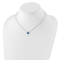 Sterling Silver Rhodium-plated Blue Crystal Necklace with 2 Inch Extension, 16.5" view 4