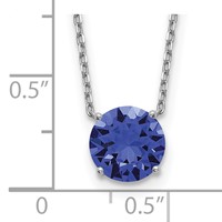 Sterling Silver Rhodium-plated Blue Crystal Necklace with 2 Inch Extension, 16.5" view 3