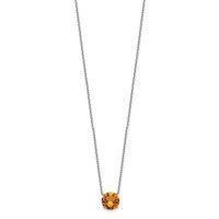 Sterling Silver Rhodium Plated 8.25mm Round Dark Yellow Swarovski Crystal Necklace with 2 Inch Extension, 16.5" view 2