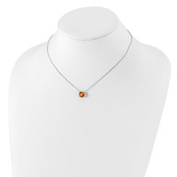 Sterling Silver Rhodium Plated 8.25mm Round Dark Yellow Swarovski Crystal Necklace with 2 Inch Extension, 16.5" view 4