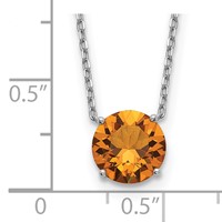 Sterling Silver Rhodium Plated 8.25mm Round Dark Yellow Swarovski Crystal Necklace with 2 Inch Extension, 16.5" view 3