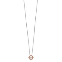 Sterling Silver Rhodium-plated Rose-tone Vibrant CZ Ext Necklace, 2" view 2