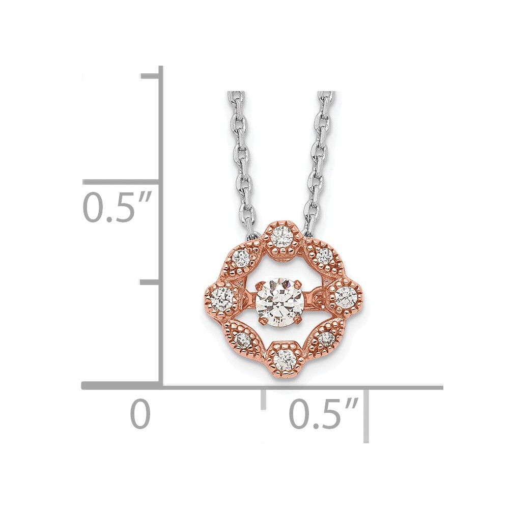Sterling Silver Rhodium-plated Rose-tone Vibrant CZ 2in ext Necklace (QG5537-16)