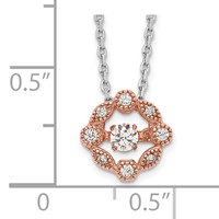 Sterling Silver Rhodium-plated Rose-tone Vibrant CZ Ext Necklace, 2" view 3