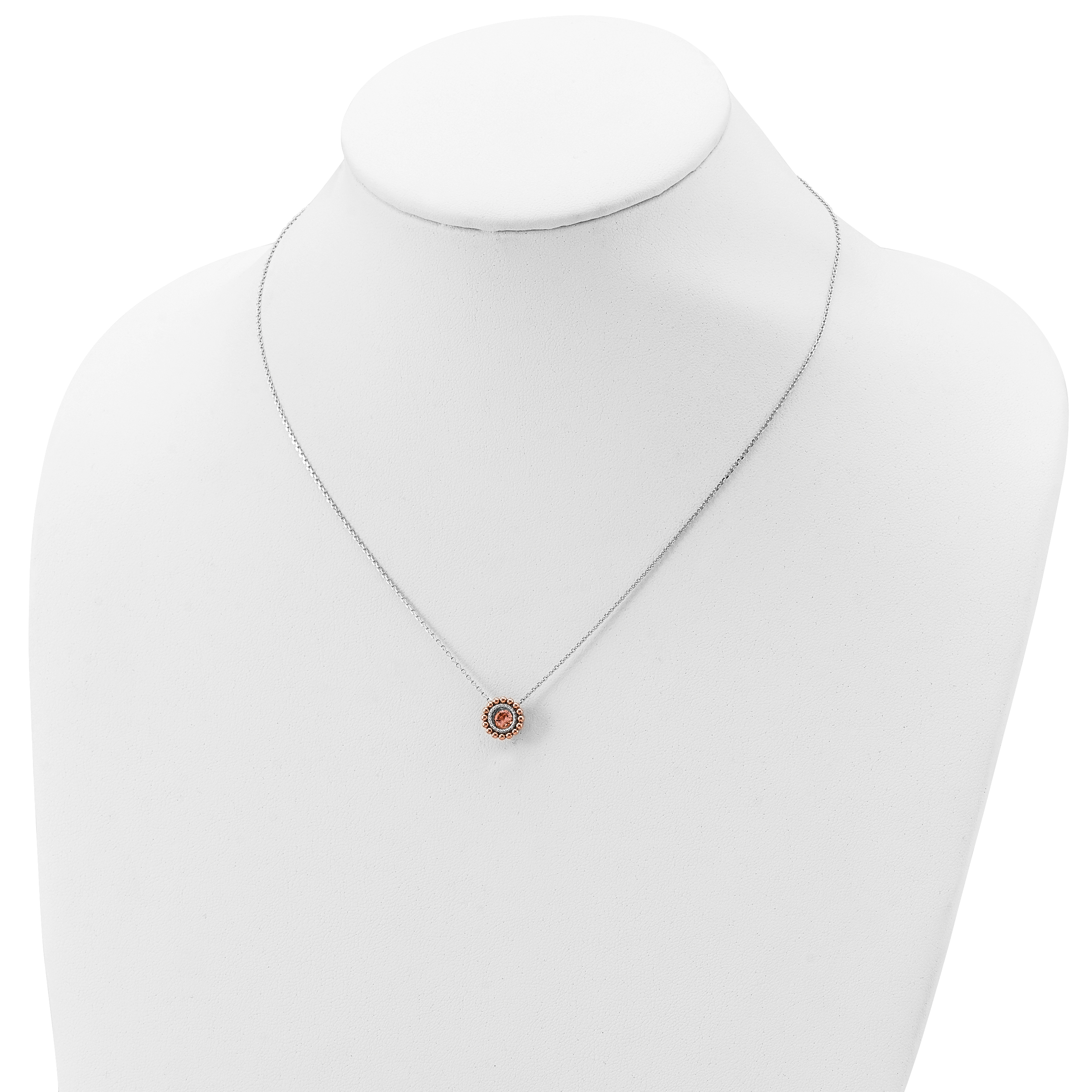 Silver Rose-tone Moving Pink CZ 16 inch with 2 inch Extension Necklace QG5540 detailed image 4