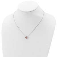 Sterling Silver Rhodium-plated Rose-tone Moving Pink CZ Necklace with 2 Inch Extension, 16" view 4