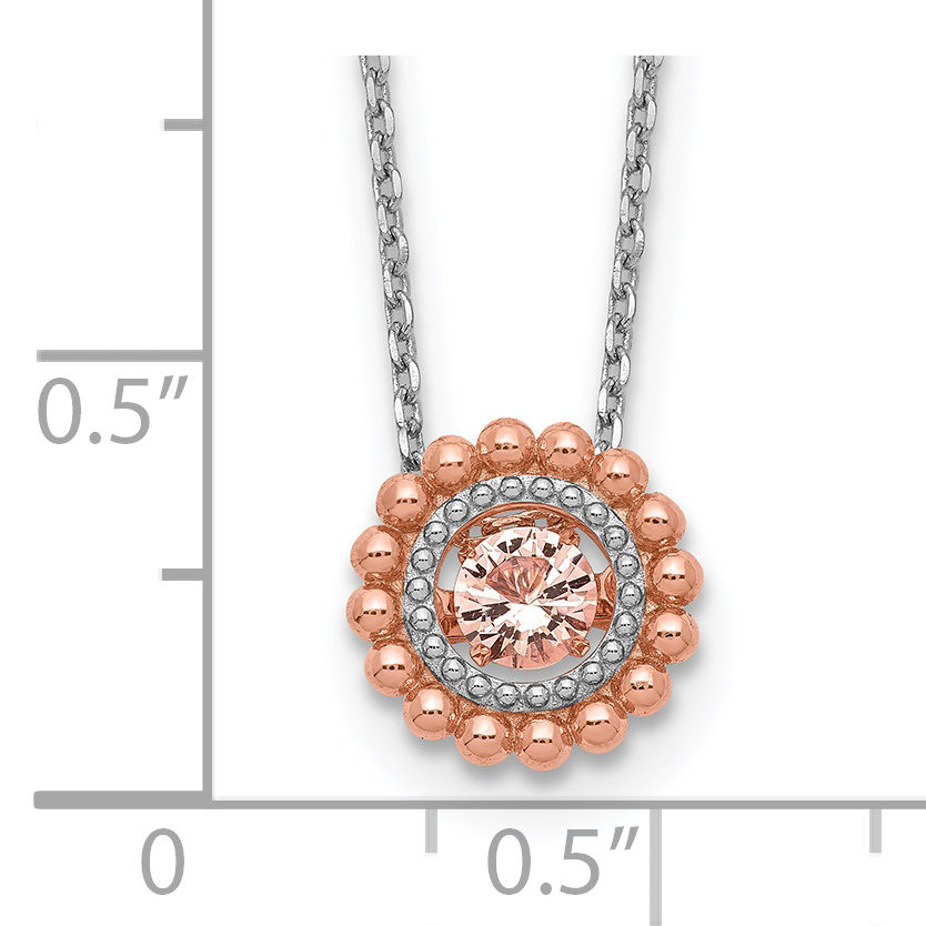 Silver Rose-tone Moving Pink CZ 16 inch with 2 inch Extension Necklace QG5540 detailed image 3