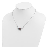 Sterling Silver Rhodium-plated Multi-color Crystal Star Necklace with 2 Inch Extension, 15.5" view 4