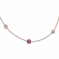Sterling Silver Rose-tone Purple Created Cat's Eye Necklace view 1
