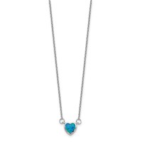 Sterling Silver Rhodium-plated Lab Created Opal Heart Necklace with 4 Inch Extension Choker, 12" view 2