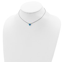 Sterling Silver Rhodium-plated Lab Created Opal Heart Necklace with 4 Inch Extension Choker, 12" view 4