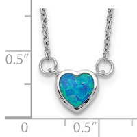 Sterling Silver Rhodium-plated Lab Created Opal Heart Necklace with 4 Inch Extension Choker, 12" view 3