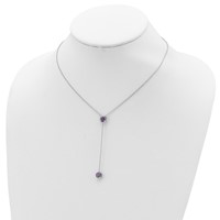 Sterling Silver Rhodium-plated Amethyst with Ext. Y-Necklace, 2" view 3