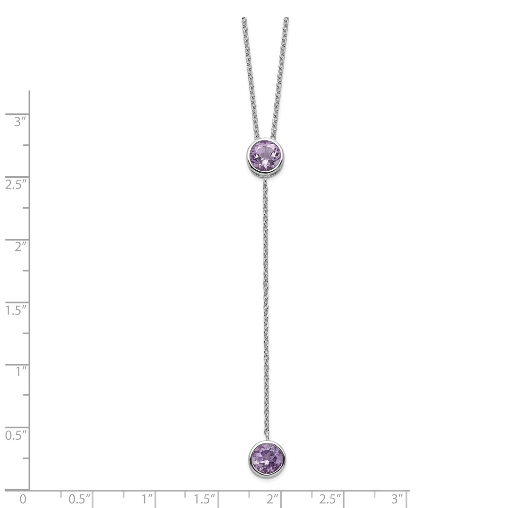 Sterling Silver Rhodium-plated Amethyst w/ 2in ext. Y-Necklace (QG5563-16)