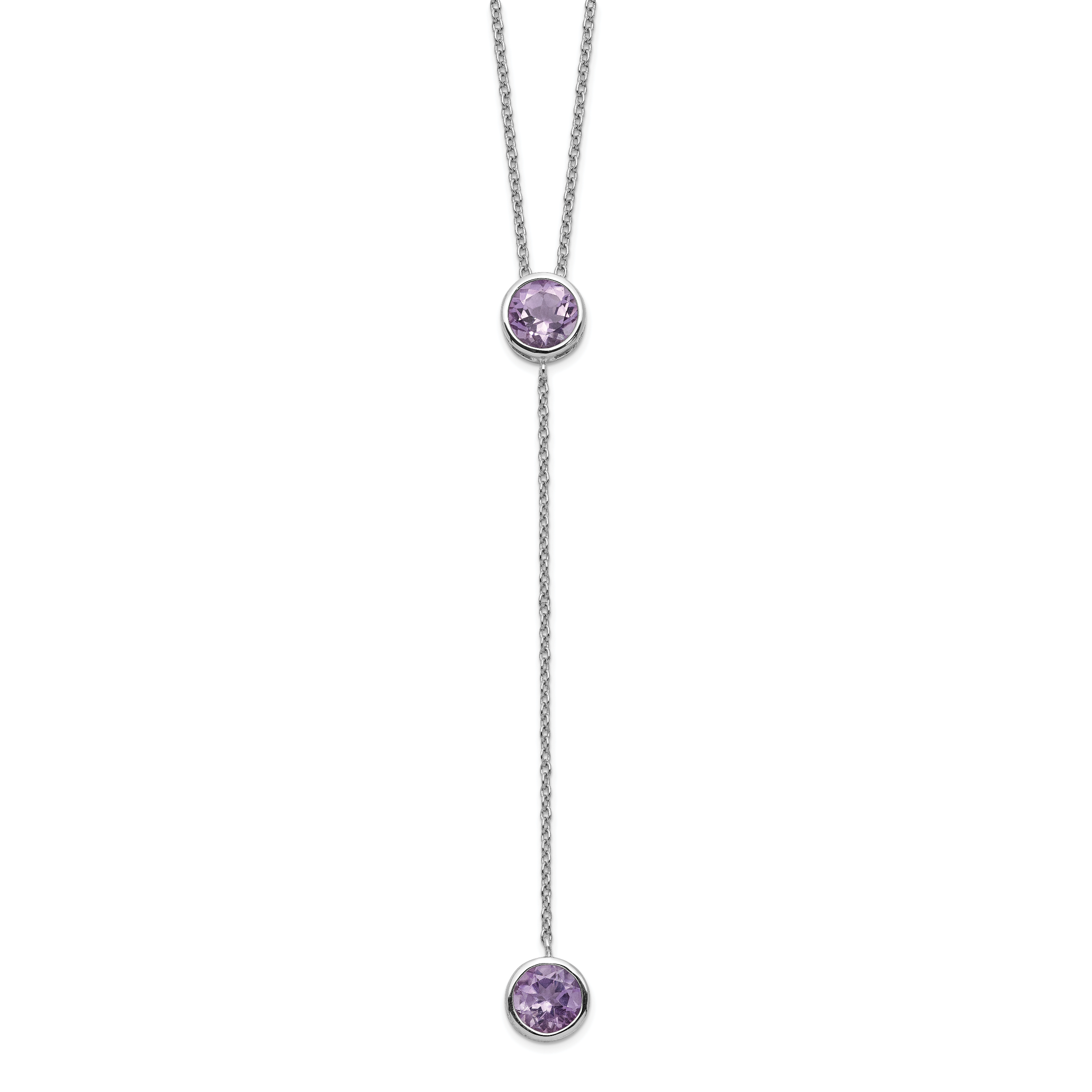Sterling Silver Rhodium-plated Amethyst w/ 2in ext. Y-Necklace (QG5563-16)