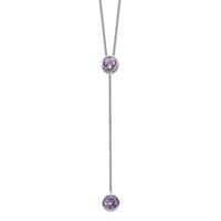 Sterling Silver Rhodium-plated Amethyst with Ext. Y-Necklace, 2" view 1