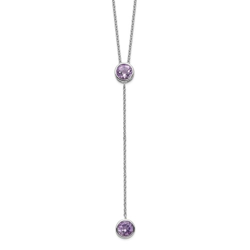 Sterling Silver Rhodium-plated Amethyst with Ext. Y-Necklace, 2"