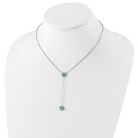 Sterling Silver Rhodium-plated Blue Topaz with Ext. Y-Necklace, 2" view 3