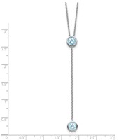 Sterling Silver Rhodium-plated Blue Topaz with Ext. Y-Necklace, 2" view 2