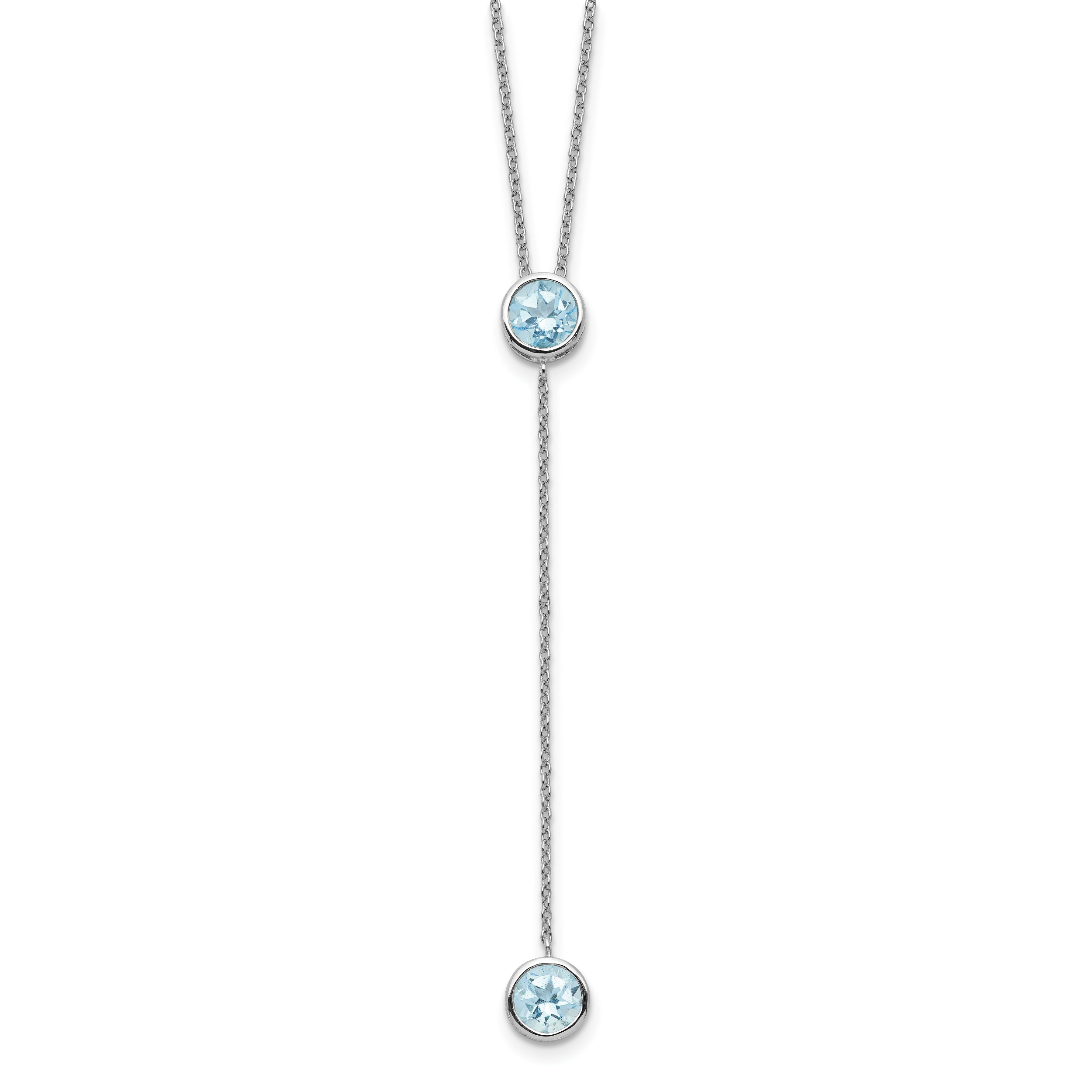 Sterling Silver Rhodium-plated Blue Topaz w/ 2in ext. Y-Necklace (QG5564-16)