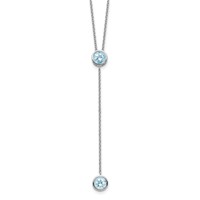 Sterling Silver Rhodium-plated Blue Topaz with Ext. Y-Necklace, 2" view 1