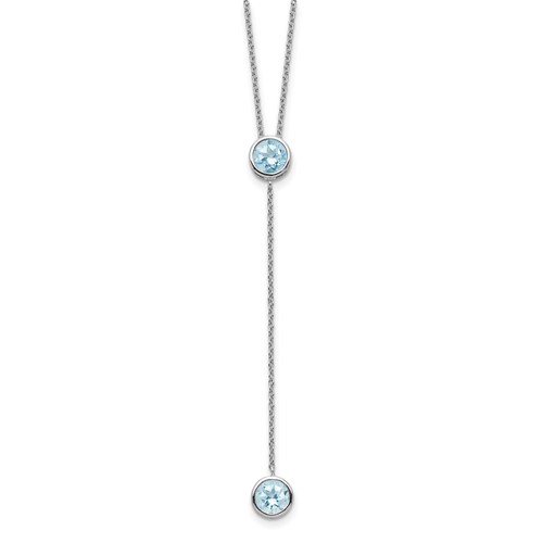 Sterling Silver Rhodium-plated Blue Topaz with Ext. Y-Necklace, 2"