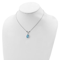 Sterling Silver Rhodium-plated White & Blue Topaz Necklace with Ext., 2" view 4