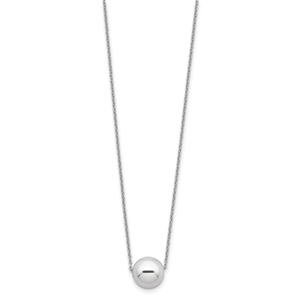 Sterling Silver Rhodium-plated Polished Bead Necklace (QG5567-18)