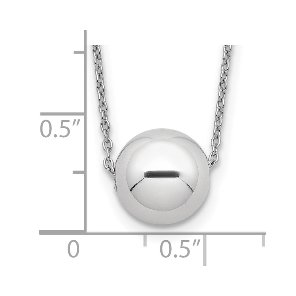 Sterling Silver Rhodium-plated Polished Bead Necklace (QG5567-18)