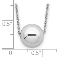 Sterling Silver Rhodium-plated Polished Bead Necklace view 3