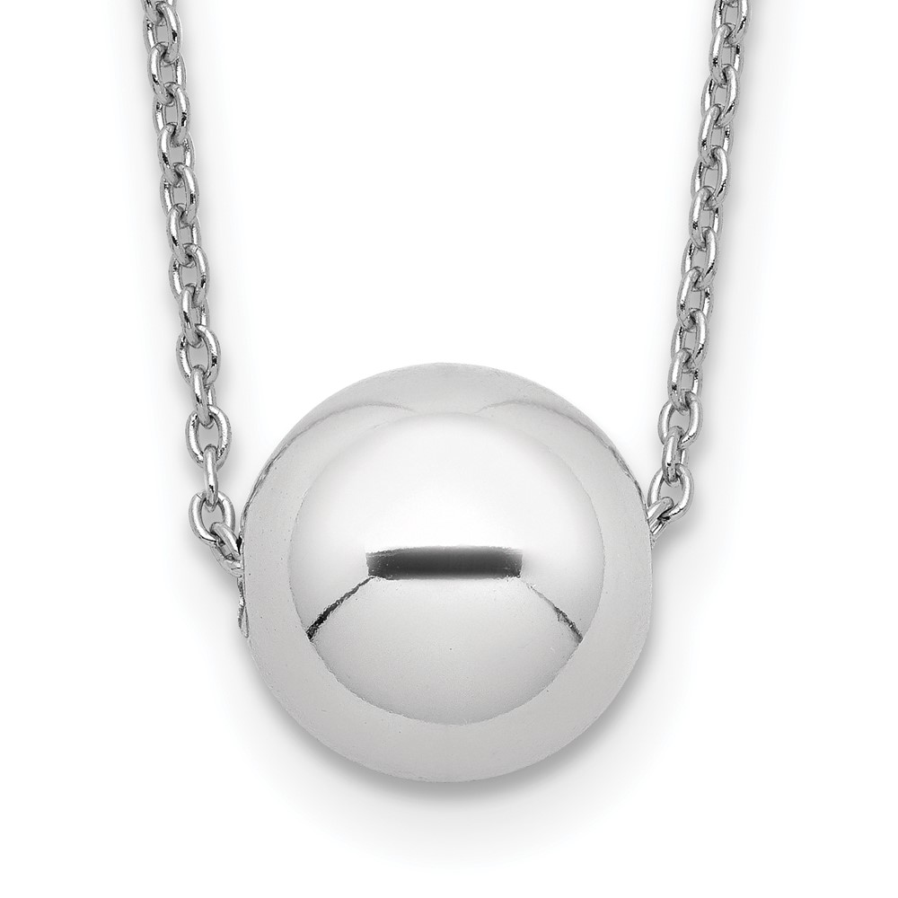 Sterling Silver Rhodium-plated Polished Bead Necklace (QG5567-18)