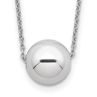 Sterling Silver Rhodium-plated Polished Bead Necklace view 1