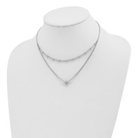 Sterling Silver Polished Beaded Center Drop Necklace with 4 Inch Extension Choker, 12" view 2