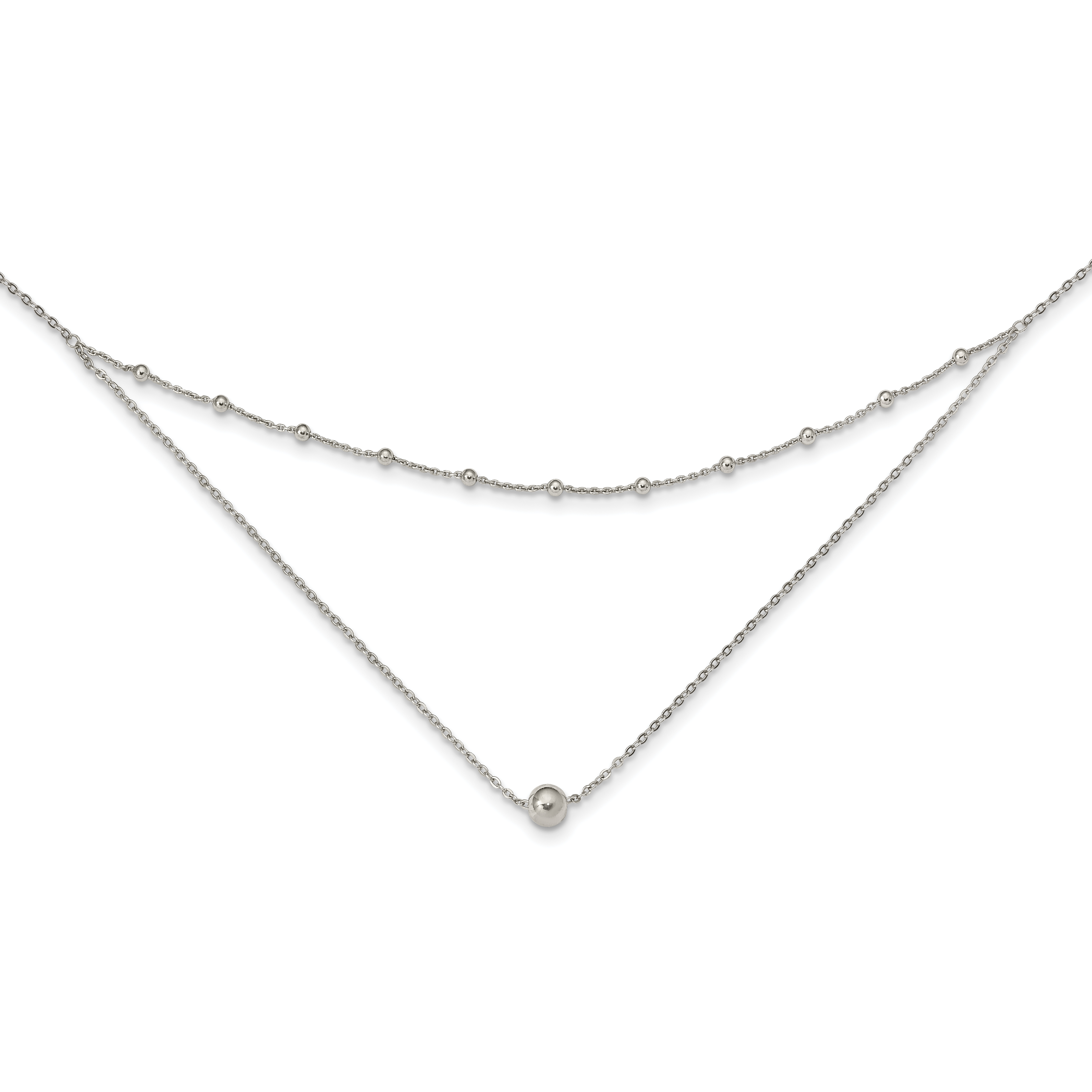 Sterling Silver Polished Beaded w/4 in ext Choker (QG5571-12)