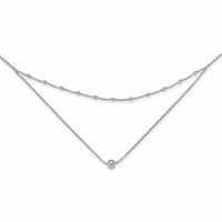 Sterling Silver Polished Beaded Center Drop Necklace with 4 Inch Extension Choker, 12" view 1