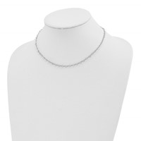 Sterling Silver Polished 2mm Heart Link Necklace with 4 Inch Extension Choker, 12" view 2