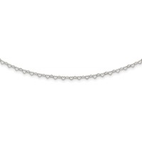 Sterling Silver Polished 2mm Heart Link Necklace with 4 Inch Extension Choker, 12" view 1