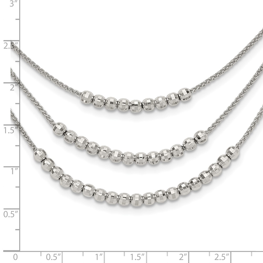 Sterling Silver Rhodium-plated Beaded Multi Layer Necklace (QG5574-15)