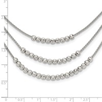 Sterling Silver Rhodium-plated Beaded Multi-Layer Bib Necklace - 15in view 4