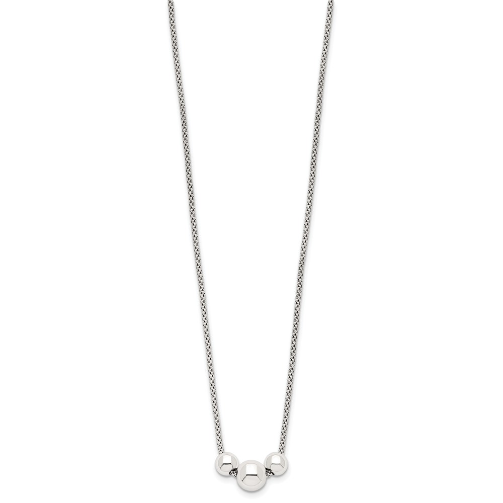 Sterling Silver Polished Bead Fancy Link Necklace (QG5576-16)