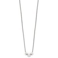 Sterling Silver Polished Beaded Fancy Mesh Chain Necklace, 16" view 2
